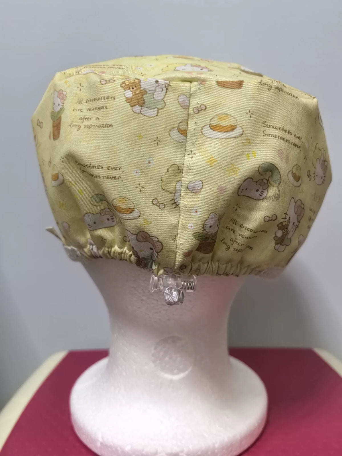 イエロー コットン キティプリント サージカルキャップ