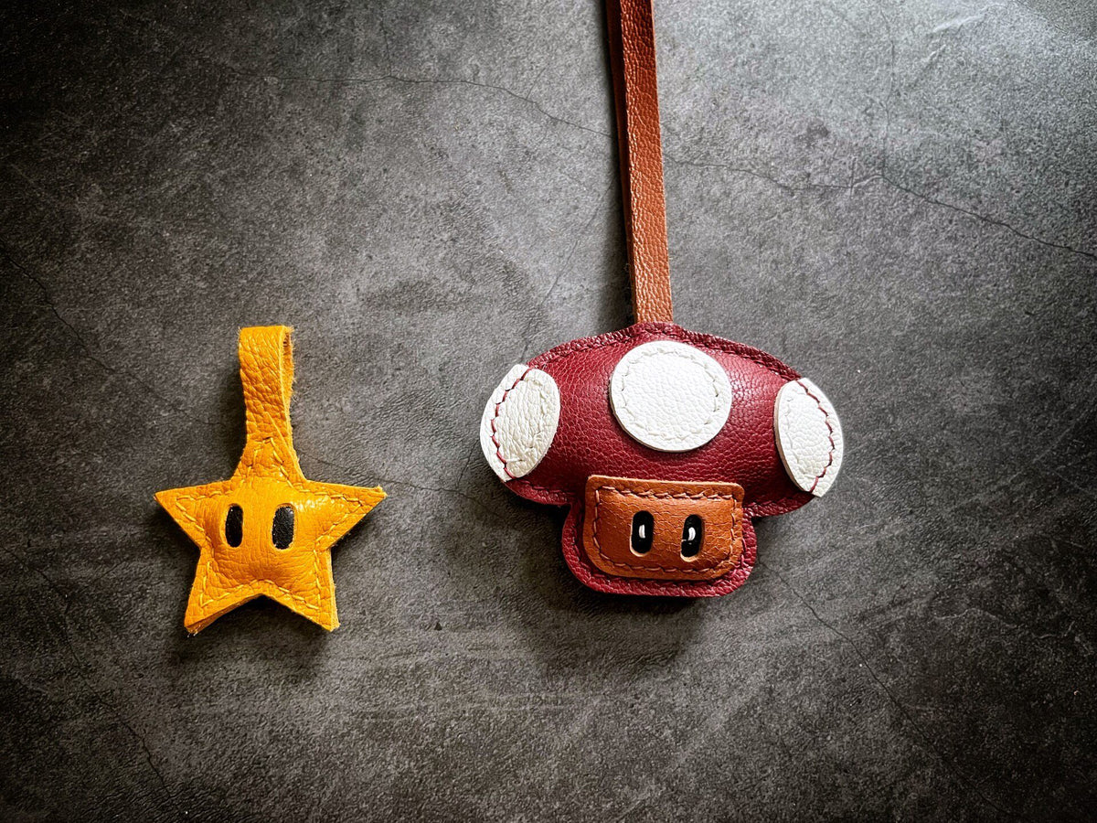 Leather Mushroom Pendant with Star