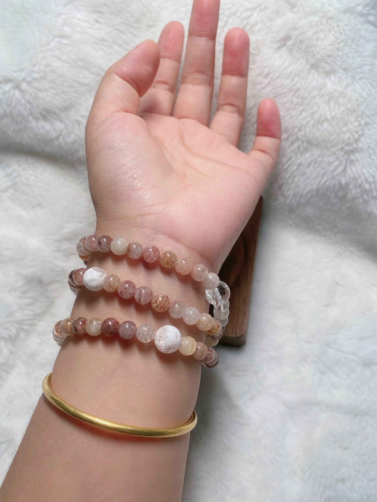 Triple Wrap Natural Quartz Beaded Bracelet