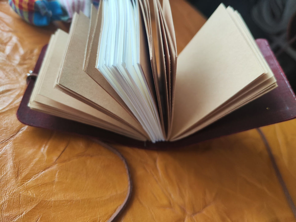 Burgundy Leather Journal with Embossed Cover