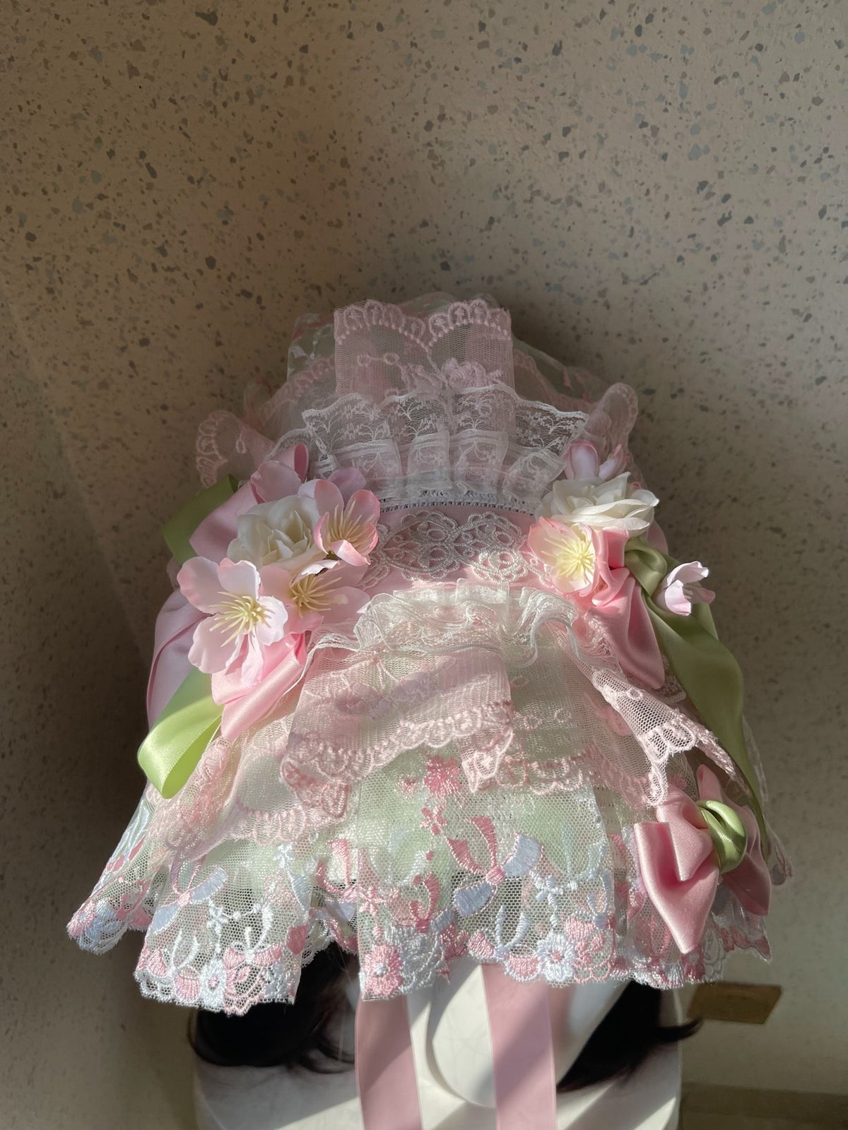 Lolita Flat Bonnet with Lace Trim