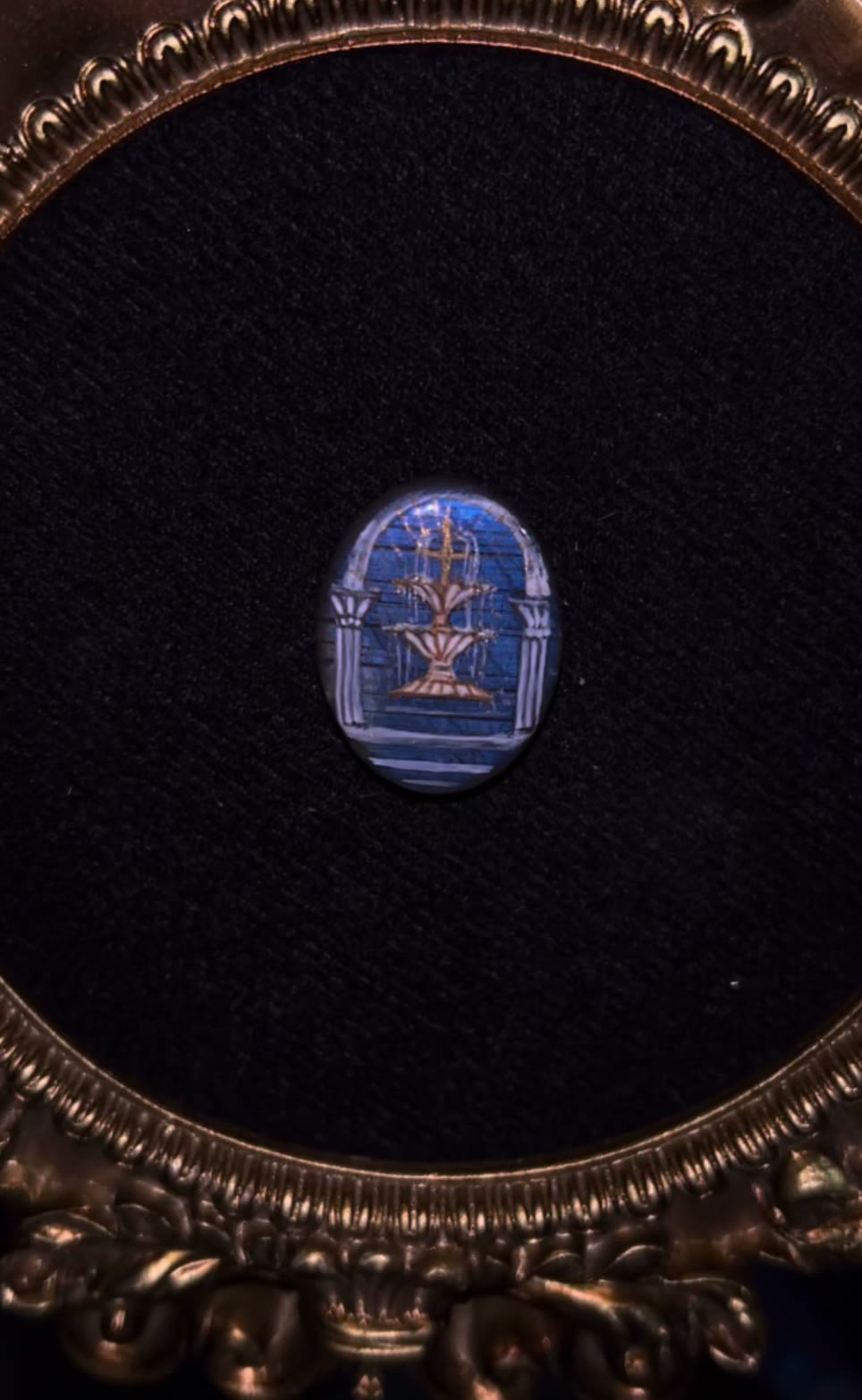 Labradorite Wishing Well Hand Painted Cabochon