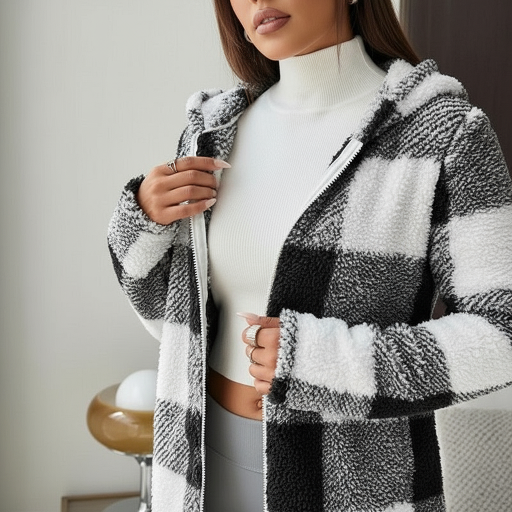 Mannequin en manteau à carreaux - Détail rapproché