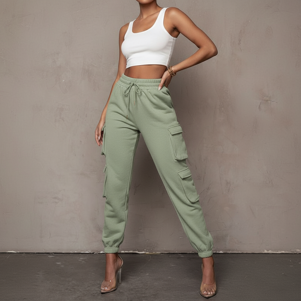 Mannequin en pantalon cargo vert sauge
