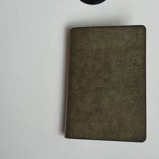 Olive Green A7 Leather Ring Binder Notebook with Metal Binding