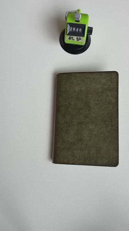 Olive Green A7 Leather Ring Binder Notebook with Metal Binding