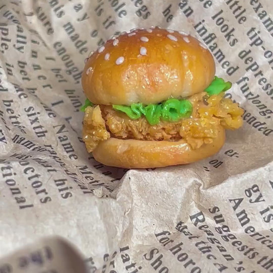 Miniature Fried Chicken Burger Prop