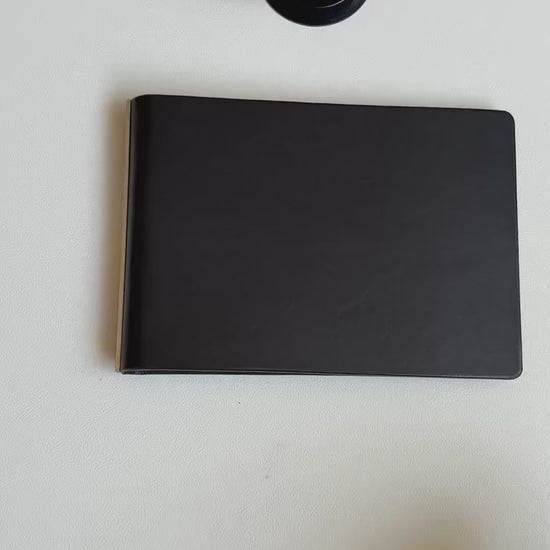 Black Leather Binder with Silver Ring Mechanism