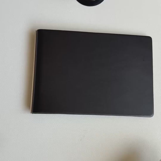 Black Leather Ring Binder Notebook, M5-13 Ring, 148 x 105 mm