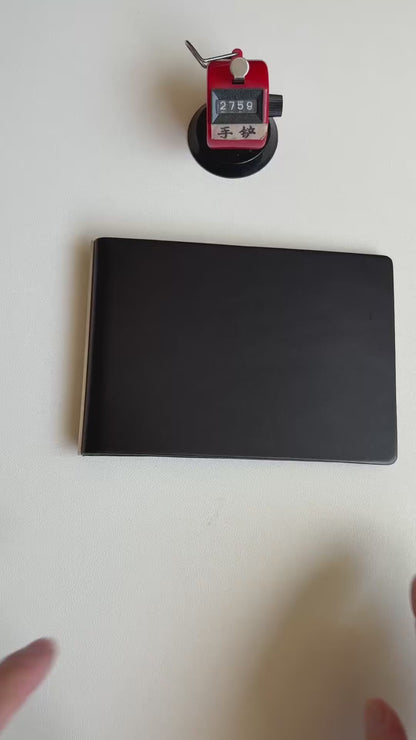 Black Leather Ring Binder Notebook, M5-13 Ring, 148 x 105 mm
