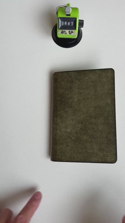 Pueblo Leather 8-Ring Notebook, Olive Green, A7 (126mm x 80mm)
