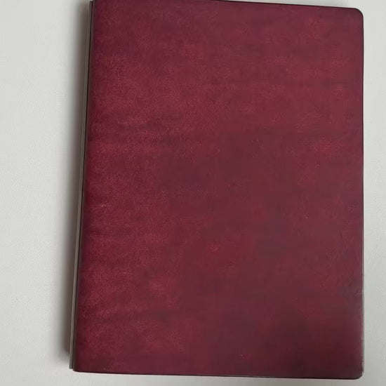 Handmade A5 Leather Binder, Wine-Red Pueblo, 15-Ring Mechanism