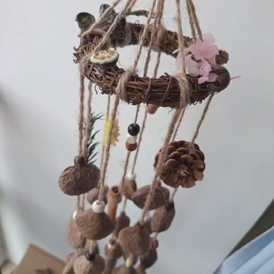 Indonesian Black Fruit Shell Wind Chime 75cm Natural Decor