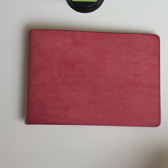 Self-Made M5-13 Ring Binder Notebook with Pueblo Leather Cover, Pink, 120mm x 168mm