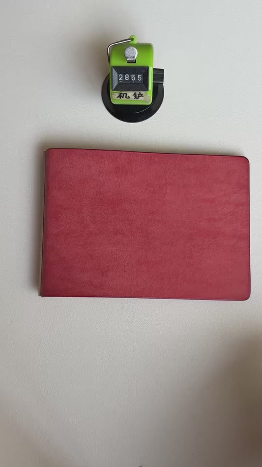 Self-Made M5-13 Ring Binder Notebook with Pueblo Leather Cover, Pink, 120mm x 168mm