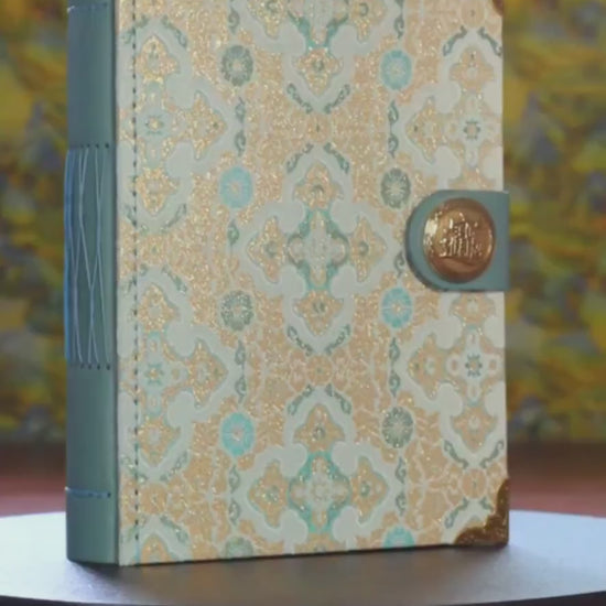 Song Dynasty Brocade Notebook with Brass Button Closure