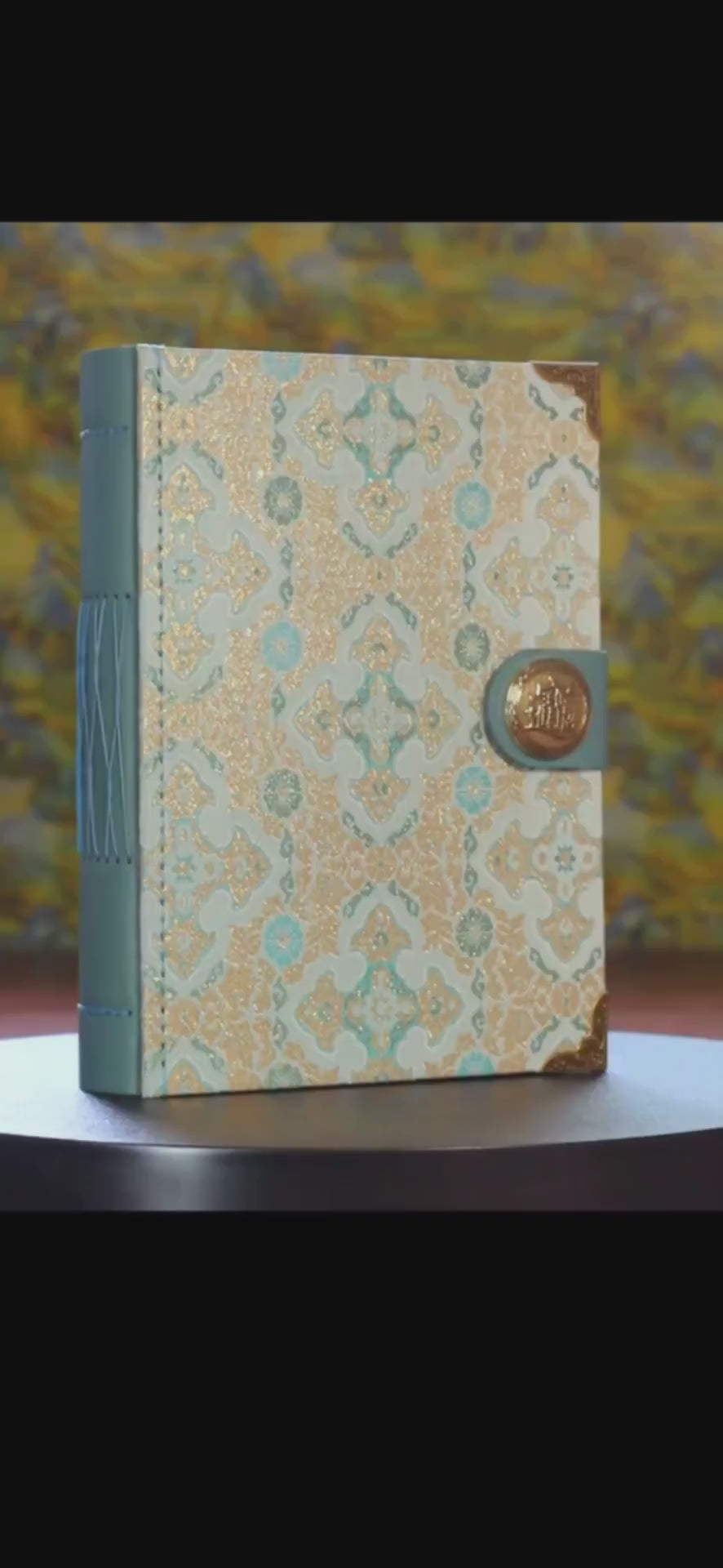 Song Dynasty Brocade Notebook with Brass Button Closure