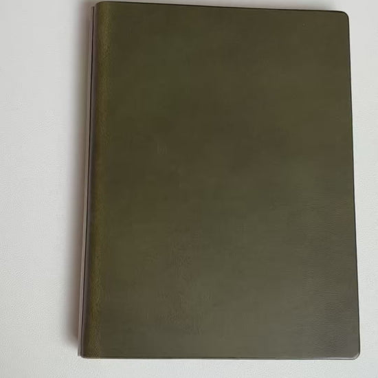 A5 Olive Green Buttero Leather 15-Ring Loose-Leaf Notebook