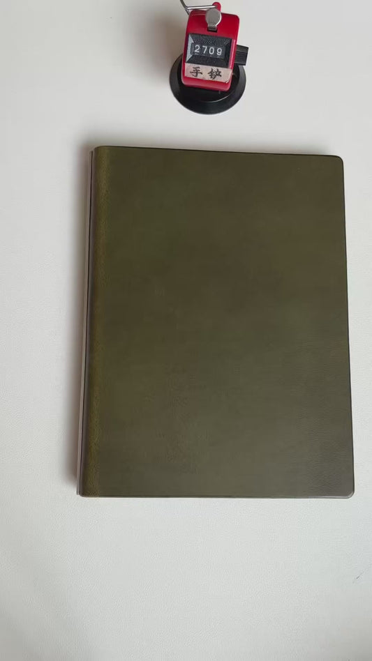 A5 Olive Green Buttero Leather 15-Ring Loose-Leaf Notebook