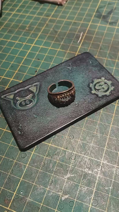 Leather Desk Pad with Embossed Pig and Gear Emblems